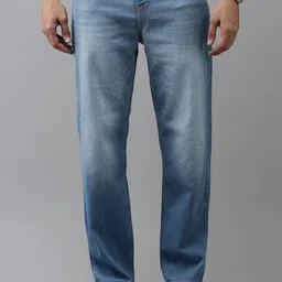 Mast & Harbour Men Blue Straight Fit Clean Look Light Fade Stretchable Jeans-picture-3