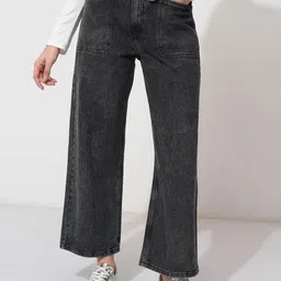 Basics By Tokyo Talkies Heavy Fade Women Wide Leg Stretchable Cropped Jeans-picture-50