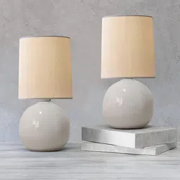 Homesake White 2 Pieces Ceramic Contemporary Frustum Table Lamps-36