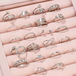 Jewels Galaxy Set Of 22 Silver-Plated Stackable Finger Rings-24