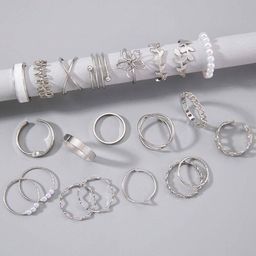 Jewels Galaxy Set Of 22 Silver-Plated Stackable Finger Rings-32