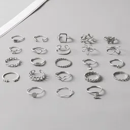 Jewels Galaxy Set Of 23 Silver-Plated Stackable Finger Rings-18