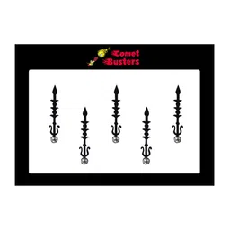 Comet Busters 5 Pcs Embellished Reusable Designer Bindis - Black-17