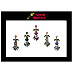 Comet Busters 5 Pcs Embellished Reusable Designer Bindis - Multicolored-11