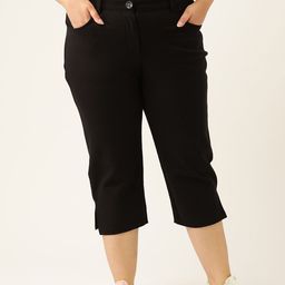 theRebelinme Women Plus Size Black Solid Capris-image-12