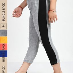 IndiWeaves Girls Pack Of 5 Side Striped Pure Cotton Capris-image-44