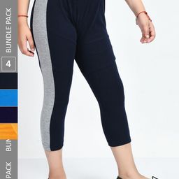 IndiWeaves Girls Pack Of 4 Pure Cotton Capris-image-78