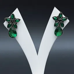 Ozanoo Silver-Plated Oxidised Classic Drop Earrings-37
