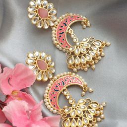 Ozanoo Gold Plated Floral Drop Earrings-image-56