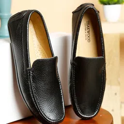 Teakwood Leathers Men Black Textured Leather Formal Loafer Shoes-picture-31