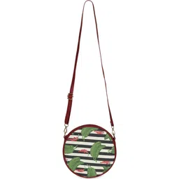 India Circus by Krsnaa Mehta Unisex Floral Printed Half Moon Sling Bag-16