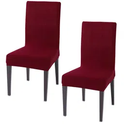 HOKIPO 2 Pcs Maroon Stretchable Dining Chair Covers-picture-33