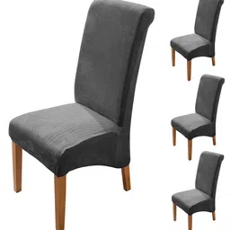 HOKIPO Grey 4 Pieces Long Back Chair Covers-14