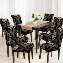 Cortina Set Of 6 Brown Printed Chair Covers-16