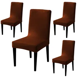 HOKIPO  Rust& Brown 4-Pcs Solid Chair Covers-5