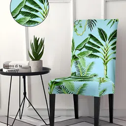 Aura Blue & Green Printed Stretchable Chair Cover-image-12