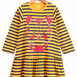 KiddoPanti Girls Striped Drop-Waist Cotton Dress-image-45