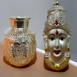 Sigaram Set of 2 Grey Kalash & Lakshmi Face Mukoota Pooja Essentials-image-74