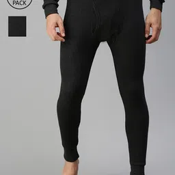 LUX PARKER Men Pack Of 2 Black Solid  Thermal Bottom-picture-11