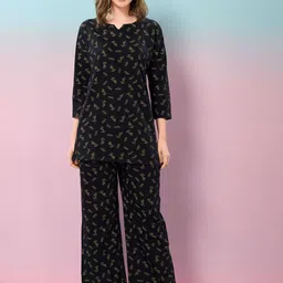 NIGHT FLOSS Printed Round Neck Three-Quarter Sleeves Pure Cotton Tunic & Trouser-picture-46