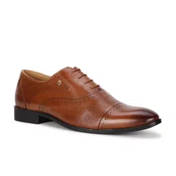 Blackberrys Men Tan Textured Leather Formal Oxfords-11