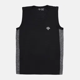 CHIMPRALA Boys Black & Grey Striped Detail Antimicrobial Cricket T-shirt-image-53