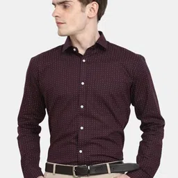 V-Mart Printed Spread Collar Poplin Formal Shirt-image-85