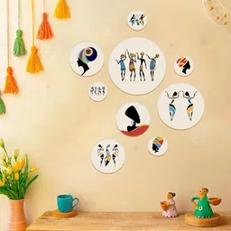 Art Street Beige & Black 9 Pieces Printed Dancing Lady MDF Wall Art-4