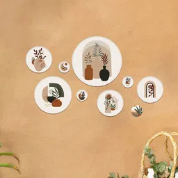 Art Street 9-Pcs White & Beige-Coloured Abstract Boho Design Dust-Proof MDF Wooden Wall Decors-24
