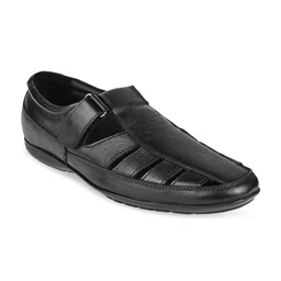 Regal Men Black Leather Fisherman Sandals-picture-16