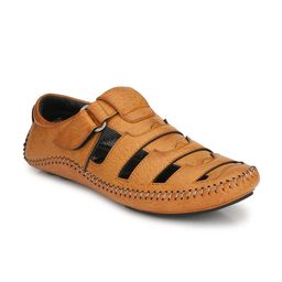 Eego Italy Men Tan & Black Fisherman Sandals-image-63