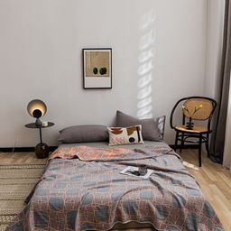JC HOME Grey  Orange Geometric Summer 800 GSM Double Bed Blanket-image-42