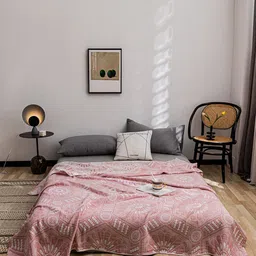 JC HOME Pink & White Floral Summer 800 GSM Double Bed Blanket-8