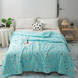 JC HOME Blue  Orange Geometric AC Room 300 GSM Double Bed Quilt-image-65