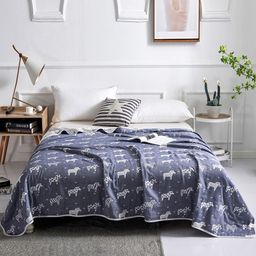 JC HOME Blue & White Cartoon Characters Summer 350 GSM Cotton Double Bed Blanket-image-57