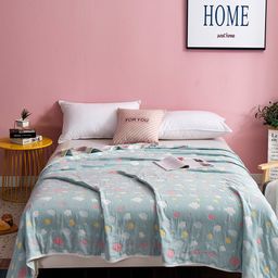 JC HOME Turquoise Blue & White Summer 350 GSM Double Queen Bed Blanket-image-93