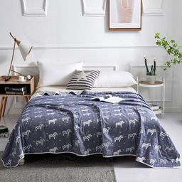 JC HOME Blue & White Summer 350 GSM Double Bed Blanket-image-24