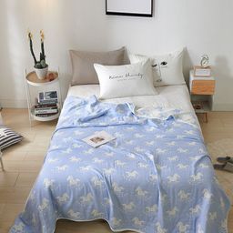 JC HOME Blue & White Summer 350 GSM Cotton Single Bed Blanket-image-67