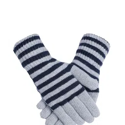 LOOM LEGACY Men Stripes Winter Acrylic Woolen Hand Gloves-image-4