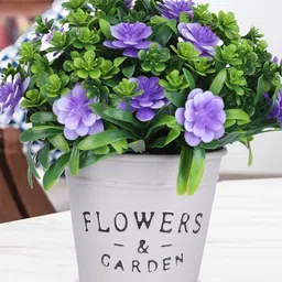 Kuber Industries Lavender & Green Daffodil Artificial Plant With Pot image 1