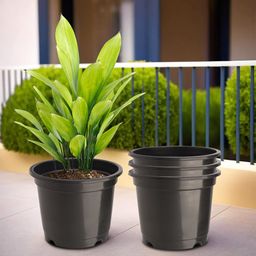 Kuber Industries Set Of 4 Black Planter With Pot image 1