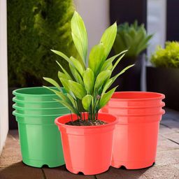 Kuber Industries 8Pc Red & Green Lightweight Planters image 1