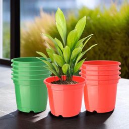 Kuber Industries 10 Pcs Red & Green Lightweight Planters image 1
