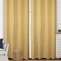 Saral Home Yellow & Beige Set of 2 Black Out Door Curtain-image-73