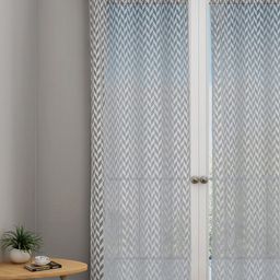 URBAN DREAM Grey & Off-White Geometric Sheer Cotton Door Curtain-image-104