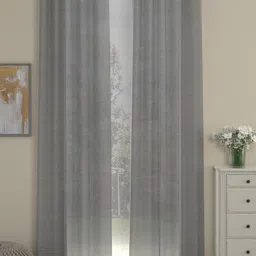 ROSARA HOME Grey Set of 2 Sheer Door Curtain-image-63