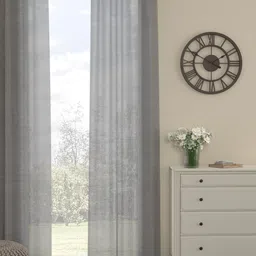 ROSARA HOME Grey Solid Polyester Sheer Long Door Curtain-7