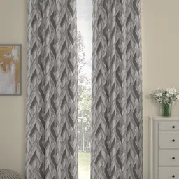 ROSARA HOME Clarke Grey 2 Pieces Geometric Printed Long Door Curtains-image-80