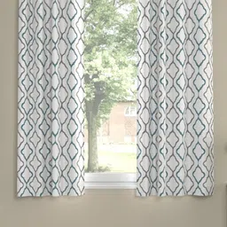ROSARA HOME Latica Grey & White 2 Pieces Geometric Printed Window Curtains-image-79