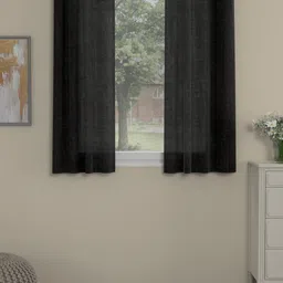 ROSARA HOME Grey Set of 2 Sheer Window Curtain-picture-2